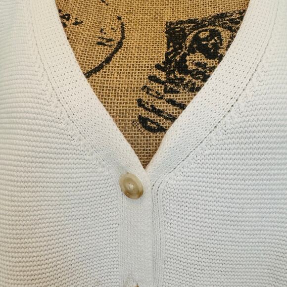 Loft Womens White Cotton Knit Sweater Tank V Neck Button Front Top Sz XXL - Picture 4 of 9